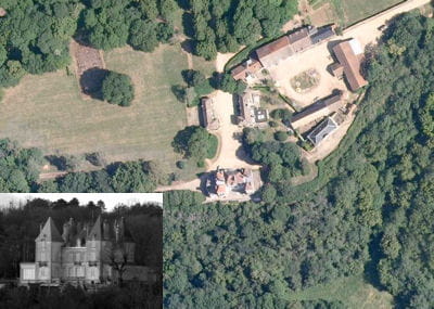 une vue aérienne du château de gouville.