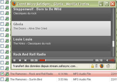 on rentre dans les dossiers, le lecteur audio permet lire la musique en