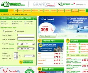 une capture d'écran du site govoyages.com.