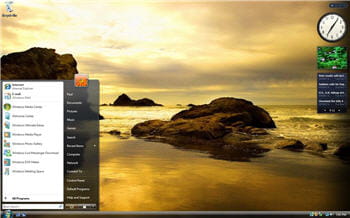 un écran d'accueil sous windows vista