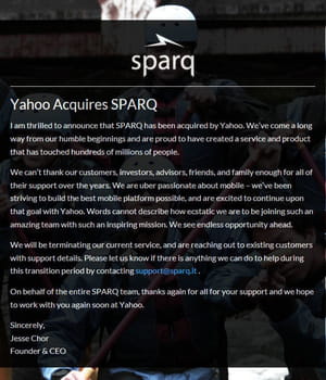 l'équipe de sparq travaille désormais sur le mobile chez yahoo.