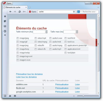 figure 3–7 : la page about:cache d'opera.