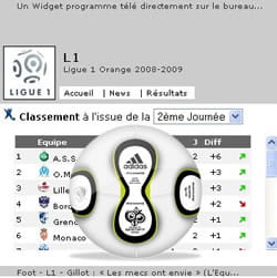 exemple d'un widget affichant le classement du championnat de footblall avec une