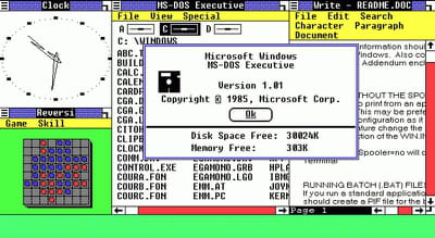 capture de l'interface graphique de windows 1.0.