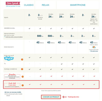 l'original avec les 'check marks' sur toute la ligne de l'offre 'exclu web',