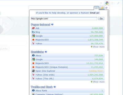 copie d'écran de chrome seo.