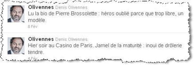 ses tweets sur ses sorties culturelles.