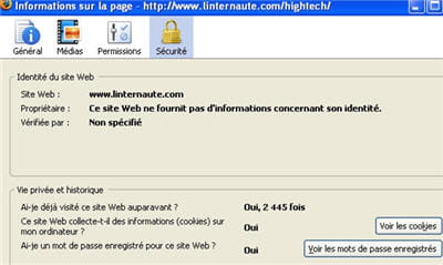 les informations sécurité de firefox 3