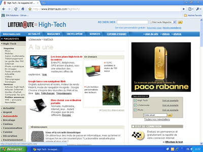 apparence globale du navigateur google chrome