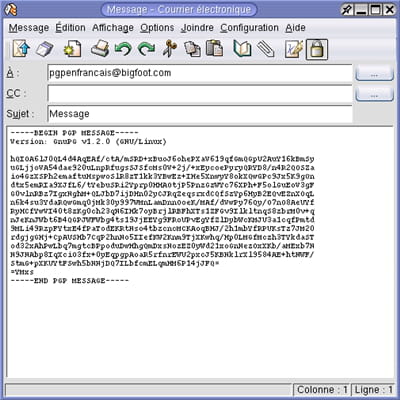 exemple d'un e-mail chiffré avec openpgp