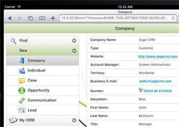 sage crm pour tablettes requiert l'acquisition d'une licence sage crm incluant