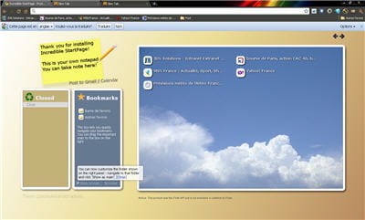 capture d'écran de l'extension incredible start page pour chrome