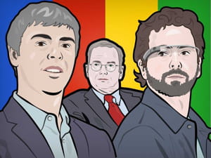 larry page sergey brin eric schmidt google portrait illustration
