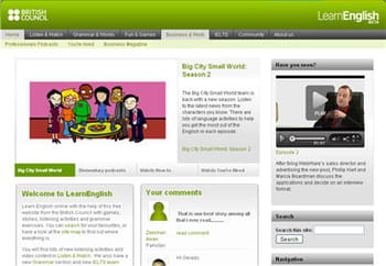copie d'écran du site learn english du british council.