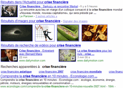 exemple de recherche universelle sur google : actualité, photos, vidéos...