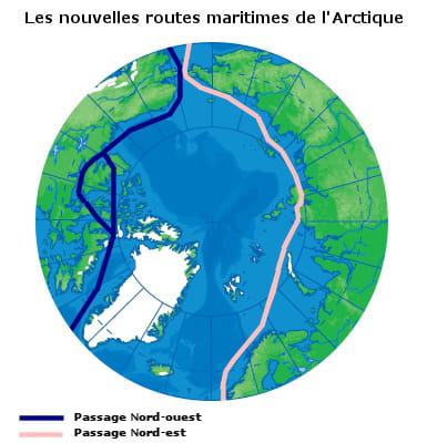 les passages nord-ouest et nord-est ouverts dans l'océan arctique grâce à la