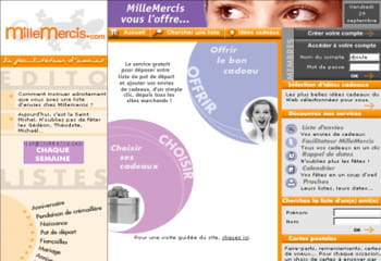 la page d'accueil de la première version de 1000mercis