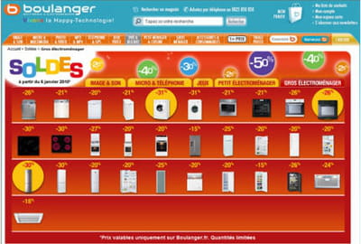 rubrique 'soldes' du site boulanger.fr