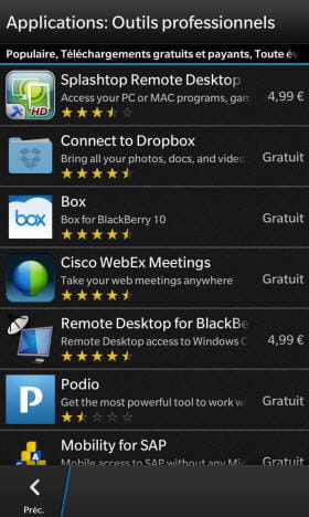 les premières applications pro du blackberry world