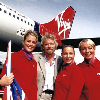 richard branson et sa dream-team d'hôtesses de l'air