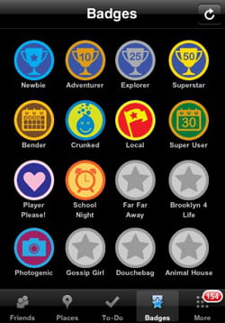 foursquare propose aux mobinautes d'acquérir des badges en fonction de leur