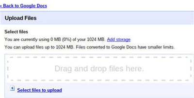 capture d'écran du système permettant d'uploader les fichiers dans chrome os.