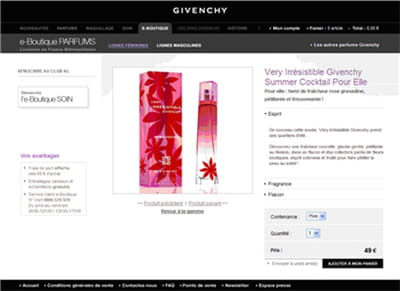 exemple de fiche produit de la boutique en ligne givenchy