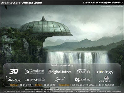 une superbe création numérique pour l'affiche de ce concours d'architecture 3d.