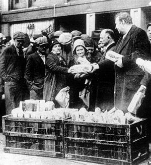 chômeurs faisant du troc pendant la crise économique de 1929, aux etats-unis.