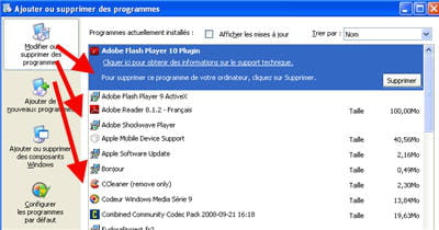 choisir les programmes à supprimer