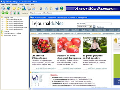 l'outil de seo agentwebranking intègre un navigateur permettant de visualiser