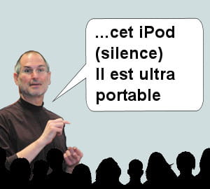 steve jobs se comporte comme au théâtre.