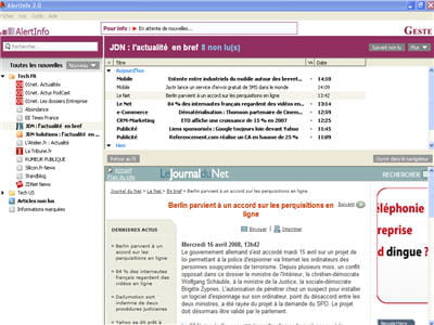 le fenêtrage du lecteur de flux rss