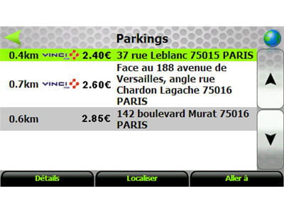 recherche des places de parking à proximité