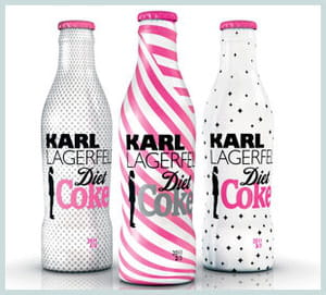 les bouteilles coca cola light imaginées par karl lagerfeld.