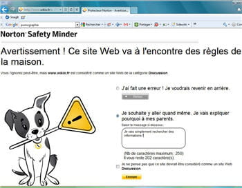 l'enfant sait arrive sur un site normalement interdit, il a la possibilité de