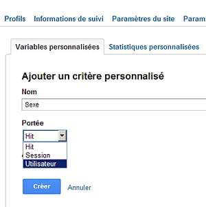 création d'une nouvelle variable personnalisée dans universal analytics.