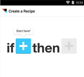 le début d'une recette sur l'application android de ifttt, qui a été lancée il y