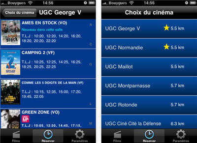 capture d'écran de l'application