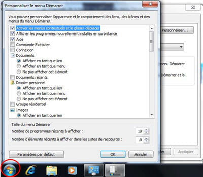 on clic droit sur ce logo windows du menu démarrer pour avoir accès aux