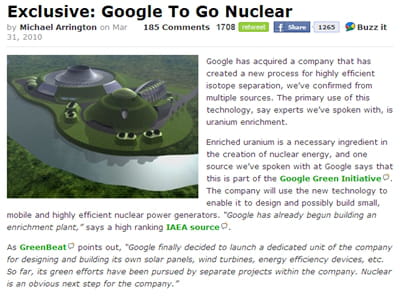 le faux article de techcrunch.