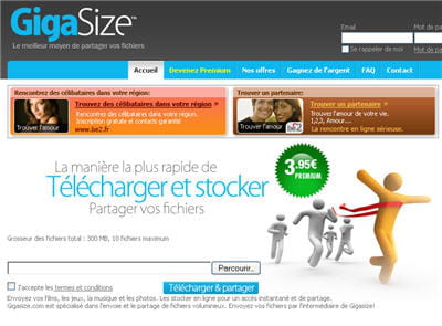 la page d'accueil du site