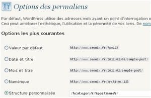 options de réglage des permaliens dans wordpress