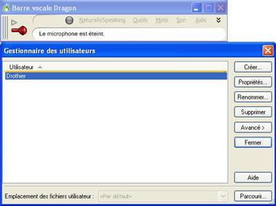 gestion des utilisateurs sous dragon naturally speaking 10