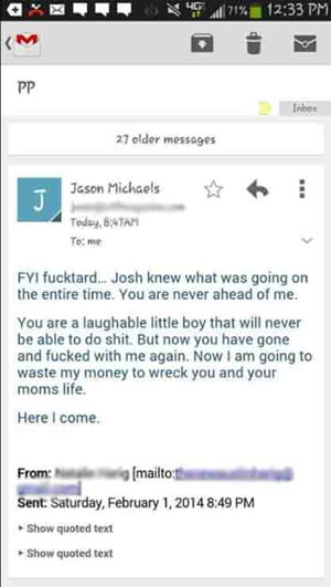 un e-mail envoyé par jason à austin, suite à un conflit.