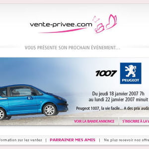 en 2007, peugeot vend des 1007 sur ventes-privées.com pour 30% moins cher.