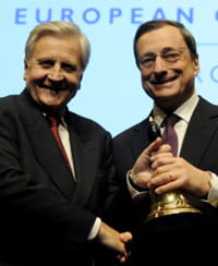 jean-claude trichet et son successeur à la tête de la bce, mario draghi.