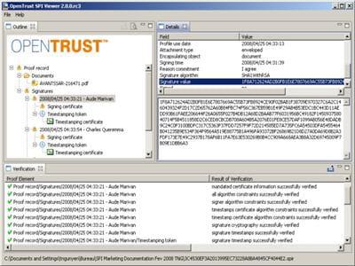 capture d'écran de opentrust spi, outil de gestion de signature électronique