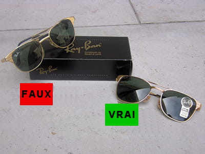 une paire de ray-ban et sa contrefaçon.