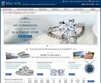blue nile est le 1er e-marchand us de la catégorie 'bijouterie'